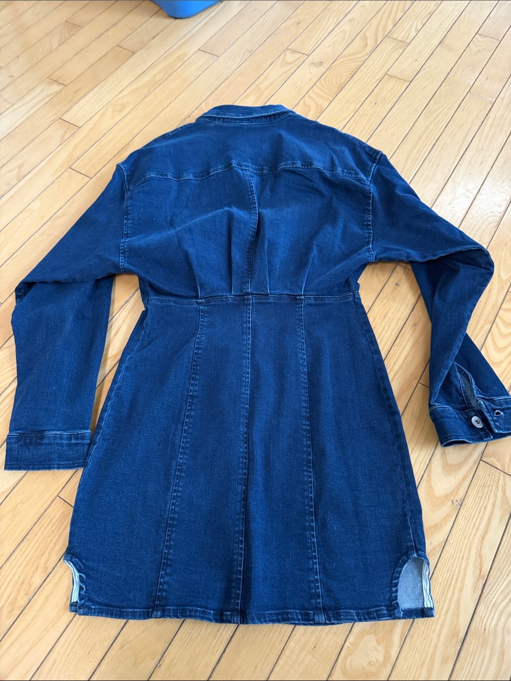 Free People Amber Long Sleeve Denim Mini Dress with Button Detail - Picture 4 of 4